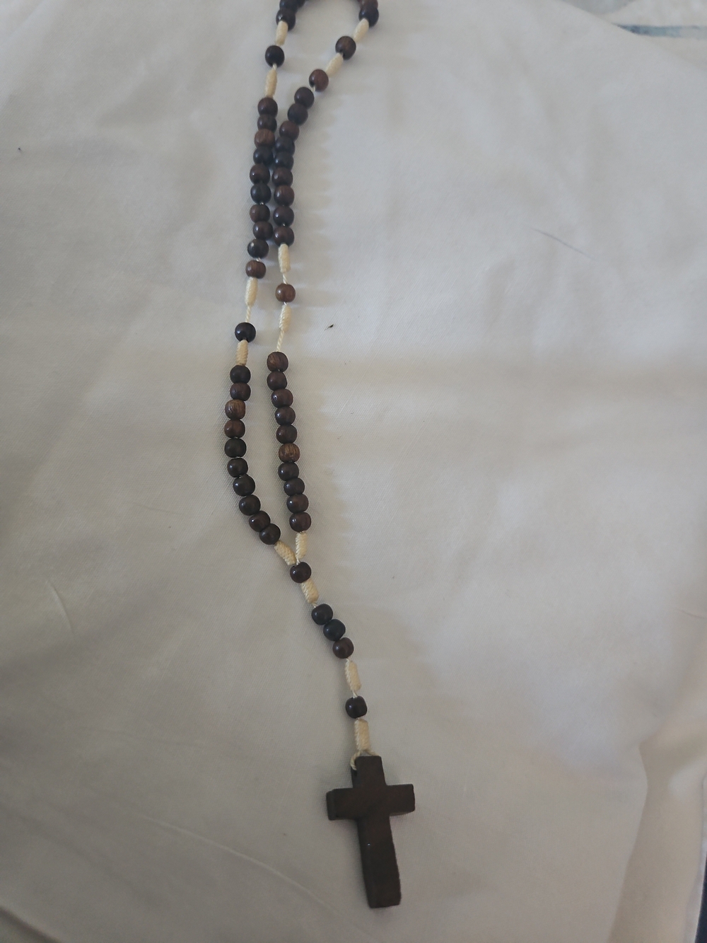 Kids Brown Wood Bead Cross Necklace — Natural Faith Pendant